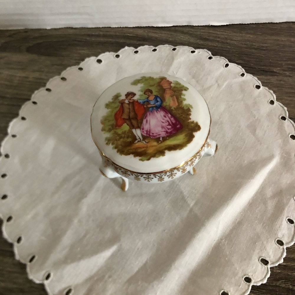 Vtg Limoges France Footed Trinket Dish